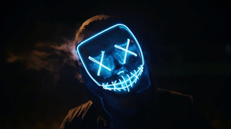 A neon light mask