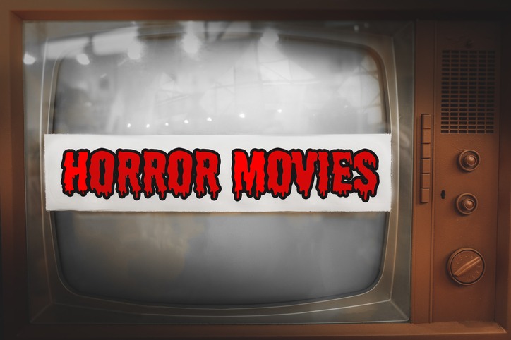 Horror movies label on old TV